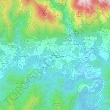 Mapa topográfico La Trivalle, altitude, relevo