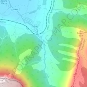 Mapa topográfico Fuente de la tejera, altitude, relevo
