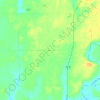 Mapa topográfico Lovett, altitude, relevo