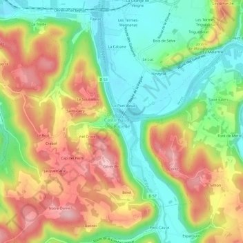 Mapa topográfico Tournepicque, altitude, relevo