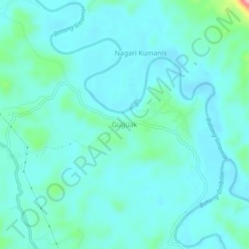 Mapa topográfico Guguak, altitude, relevo