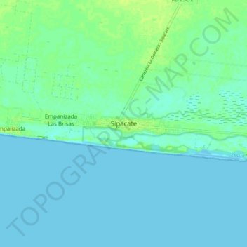 Mapa topográfico Sipacate, altitude, relevo