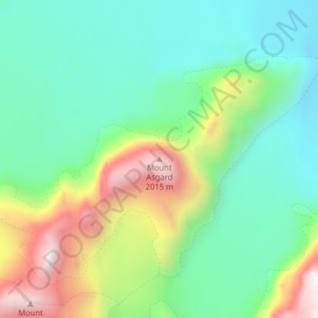 Mapa topográfico Mount Asgard, altitude, relevo
