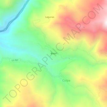 Mapa topográfico Brasil, altitude, relevo