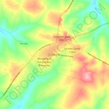 Mapa topográfico Colorado, altitude, relevo