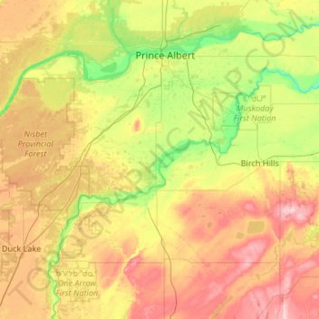 Mapa topográfico Traill Island, altitude, relevo