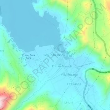 Mapa topográfico Segundo Toncoli, altitude, relevo