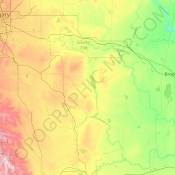 Mapa topográfico Vulcan, altitude, relevo