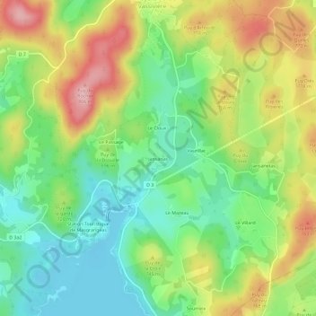 Mapa topográfico Jansanas, altitude, relevo