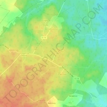 Mapa topográfico Lègue, altitude, relevo