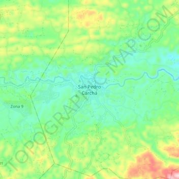 Mapa topográfico San Pedro Carchá, altitude, relevo