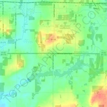 Mapa topográfico Westville, altitude, relevo