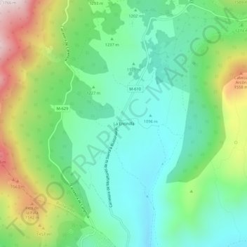 Mapa topográfico La Encinilla, altitude, relevo