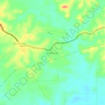 Mapa topográfico Sekijang, altitude, relevo