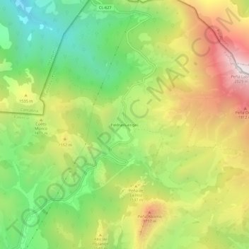 Mapa topográfico Piedrasluengas, altitude, relevo