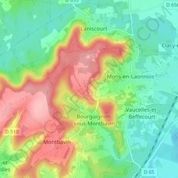 Mapa topográfico Les Creuttes, altitude, relevo