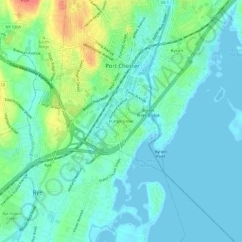 Mapa topográfico Purdys Grove, altitude, relevo