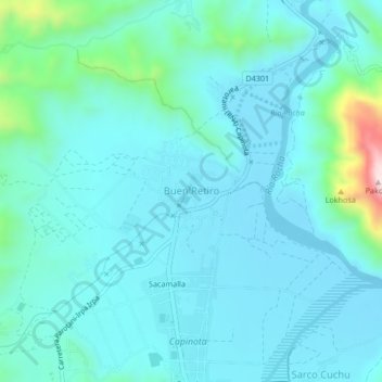 Mapa topográfico Buen Retiro, altitude, relevo