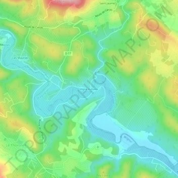 Mapa topográfico Hameau de Vignaubière, altitude, relevo
