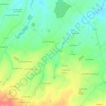 Mapa topográfico Le Corail, altitude, relevo