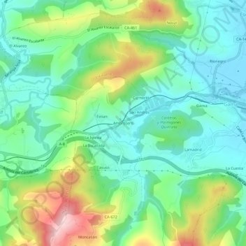 Mapa topográfico Ambrosero, altitude, relevo