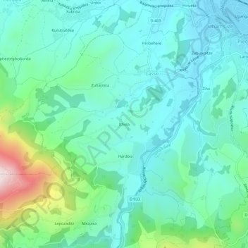 Mapa topográfico Ithola, altitude, relevo