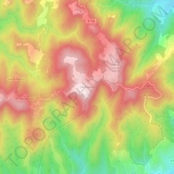 Mapa topográfico Les Plaines, altitude, relevo