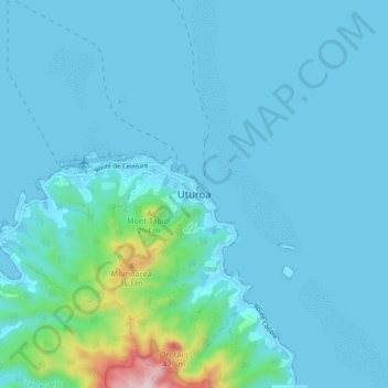Mapa topográfico Uturoa, altitude, relevo