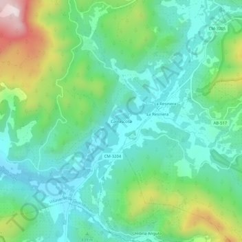 Mapa topográfico Carrascosa, altitude, relevo