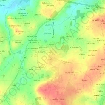 Mapa topográfico Maroué, altitude, relevo