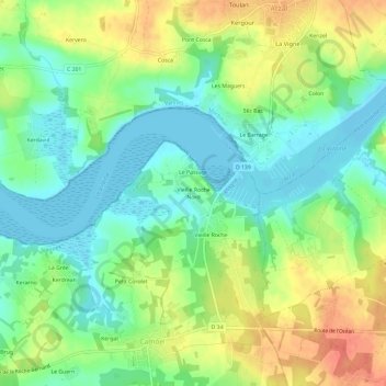 Mapa topográfico Vieille Roche Nord, altitude, relevo