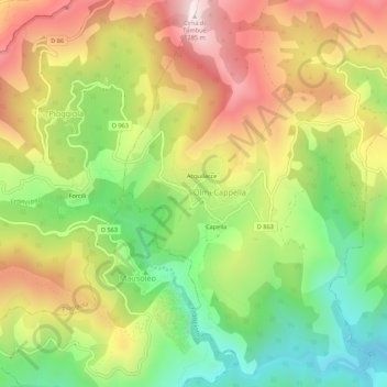 Mapa topográfico Olmi, altitude, relevo