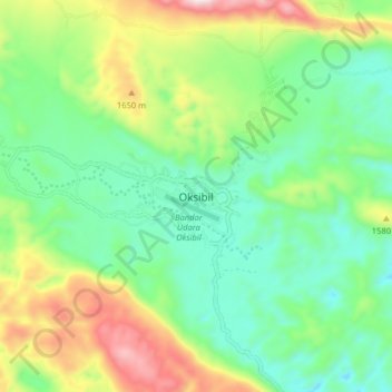 Mapa topográfico Oksibil, altitude, relevo