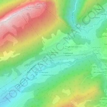 Mapa topográfico Forgeassoud-dessus, altitude, relevo