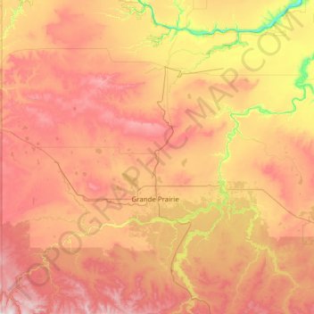 Mapa topográfico Sexsmith (town), altitude, relevo