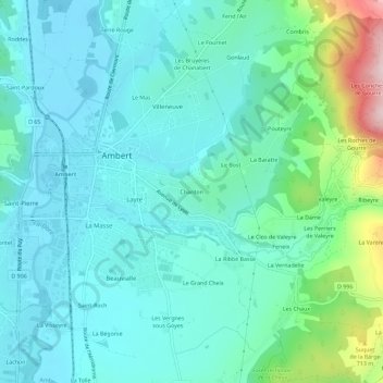 Mapa topográfico Chardon, altitude, relevo