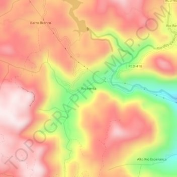 Mapa topográfico Rio Herta, altitude, relevo