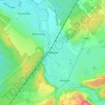 Mapa topográfico Melreux, altitude, relevo