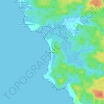 Mapa topográfico Playa Lorenzo, altitude, relevo