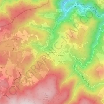 Mapa topográfico Labrespy, altitude, relevo