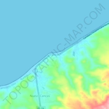 Mapa topográfico Cancas, altitude, relevo