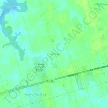 Mapa topográfico 2 de Mayo, altitude, relevo