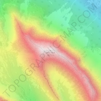 Mapa topográfico Bow Peak, altitude, relevo