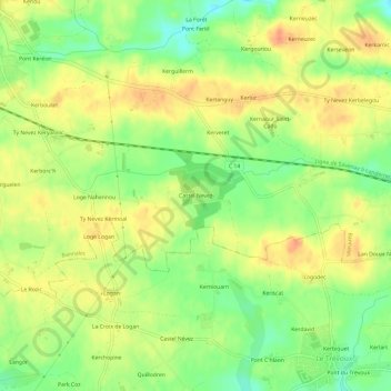 Mapa topográfico Castel Nevez, altitude, relevo