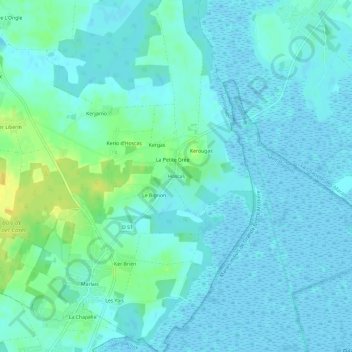 Mapa topográfico Hoscas, altitude, relevo