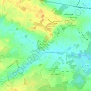 Mapa topográfico La Morrine, altitude, relevo