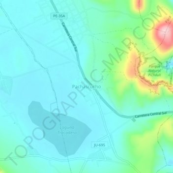 Mapa topográfico Pachascucho, altitude, relevo