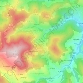 Mapa topográfico Napoly, altitude, relevo