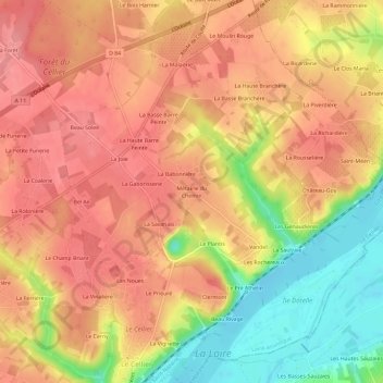 Mapa topográfico Métairie du Chemin, altitude, relevo