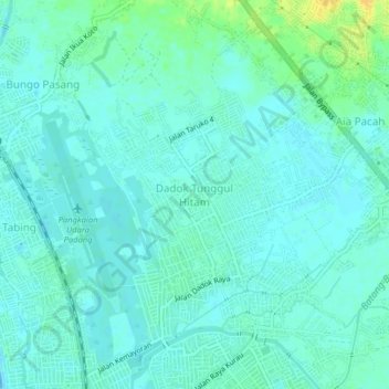 Mapa topográfico Dadok Tunggul Hitam, altitude, relevo